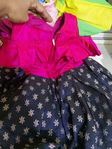 Designer Pink &amp; Navy Lehenga Choli Set