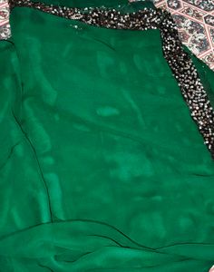 Emerald Green Sequin Saree