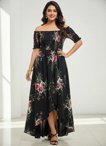 Black Floral Off-Shoulder Maxi Dress