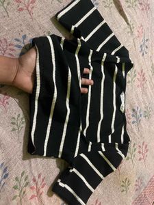 Striped Black Crop Top
