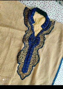 Elegant Kurta Set - Cream &amp; Blue