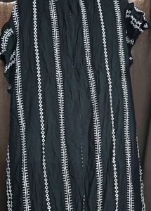 Black Embroidered Midi Dress