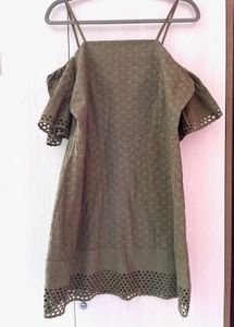 ONLY Strappy Olive Green Cold-Shoulder Dress