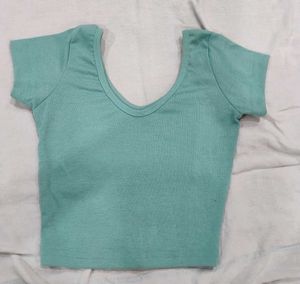 Ribbed V-Neck Crop Top