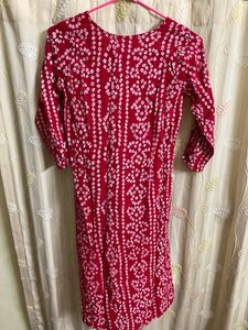 Red Bandhani Print Kurta