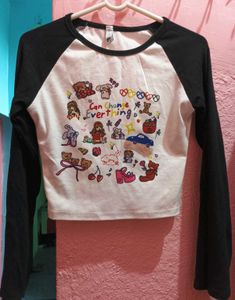 Cute Graphic Long Sleeve Crop Top