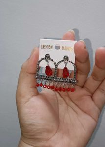 Pink Gemstone Jhumka Earrings