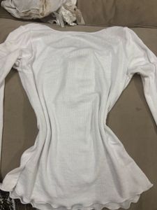 Ribbed White Henley Top