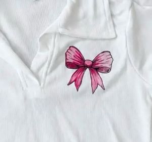 Cute White Top with Pink Bow