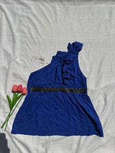 Stunning Royal Blue One-Shoulder Top