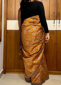Vibrant Yellow Floral Print Saree