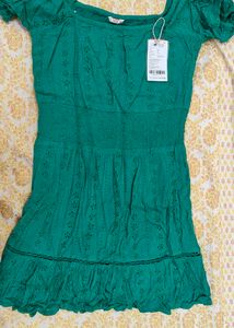 lee cooper Green Dress with Eyelet Detail