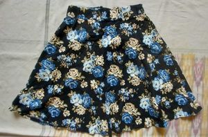 Black Floral A-line Skirt