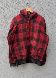 Red Plaid Hoodie Jacket