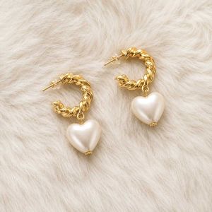 Heart Pearl Hoop Earrings