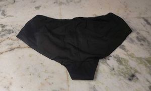 Black Lace Briefs with Red Floral Applique