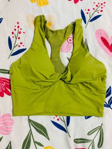 Lime Green Twist Front Sports Bra