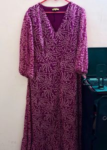 Purple Floral Print Maxi Dress