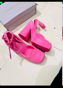 Charles Keith Hot Pink Terry Platform Heels