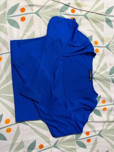Ribbed Long Sleeve Blue Top