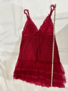 Red Lace Trim Nightgown