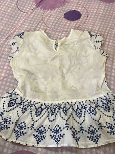 Embroidered White &amp; Blue Blouse