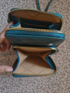 Teal Croc Embossed Crossbody Sling/ Phone Bag