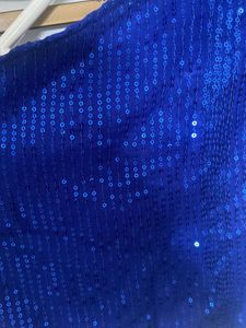 Blue Sequin One-Shoulder Top