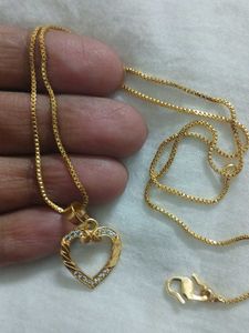 Gold Tone Heart Necklace &amp; Earrings Set