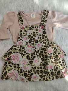 Baby Girl Leopard Floral Pinafore Dress Set