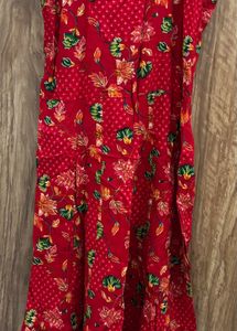 Vibrant Red Floral Kurta Set