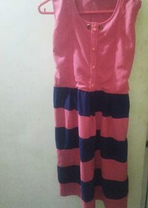 Pink &amp; Navy Striped Dress