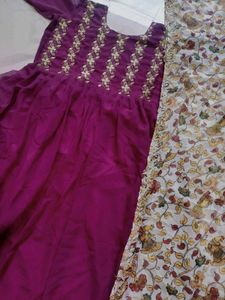 Elegant Embroidered Purple Gown