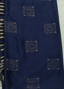 Elegant Navy Blue Dupatta with Block Print