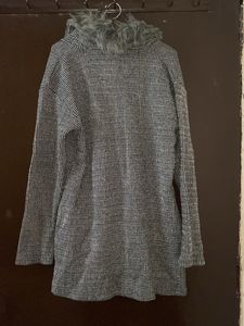 Chic Striped Faux Fur Collar Jacket