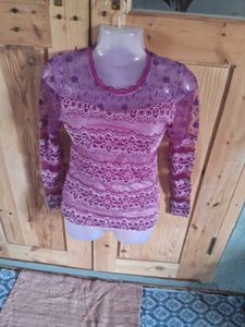 Sheer Purple Lace Top