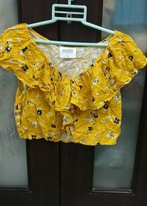 Yellow Floral Ruffle Top - NEW