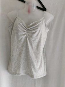 George Soft Grey Lace Trim Camisole Top