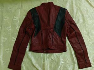 Women's Colourblock Leather Biker Jacket