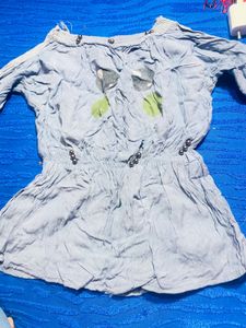 Blue Printed top Kurta