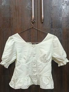 Chic Puff Sleeve Ruffle Peplum Top