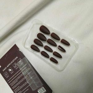 Matte Dark Brown Stiletto Press-On Nails