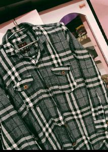 Black Plaid Flannel Wool Shirt
