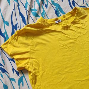 Bewakoof Women's Yellow Slim Fit T-shirt