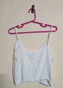 H&amp;M White Lace Detail Tunic Top