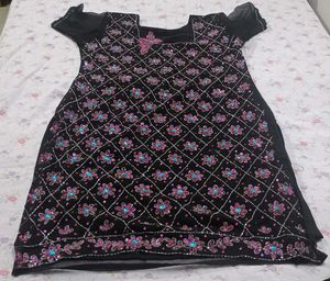 Elegant Black Embroidered Kurta Set