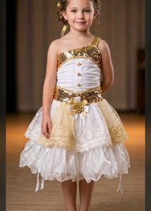 Sparkling Gold & White Party Dress