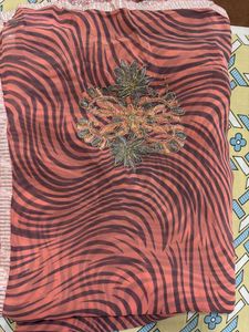 Stunning Embroidered Saree with Zebra Print