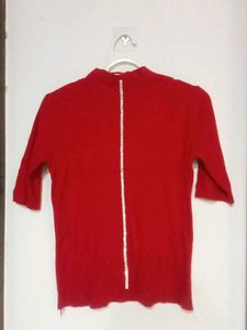 Sparkly Red Mock Neck Top