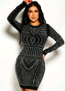 Bebe Black Studded Bodycon Dress